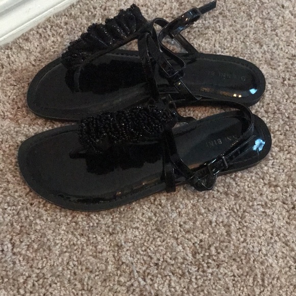 Gianni Bini Embellished Black Patent Leather Sandals - Picture 5 of 8